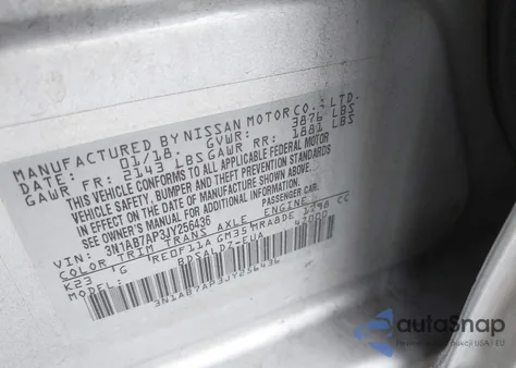 2018 Nissan Sentra Sv из США, поврежденный, VIN 3N1AB7AP3JY256436